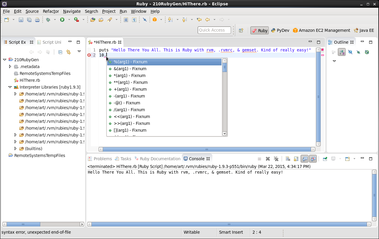 Click to view larger image in new window. Ruby using rvm .rvmrc and gemset in Eclipse